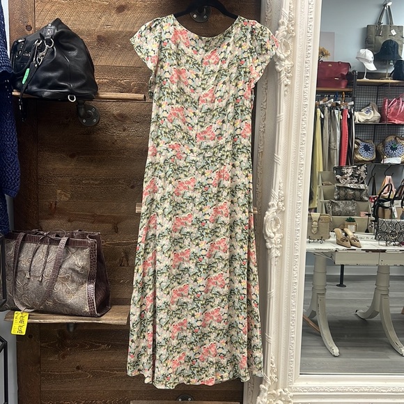 Loft Multicolor Floral Short Sleeve Summer Sundress Midi Dress size 10 - Picture 9 of 14